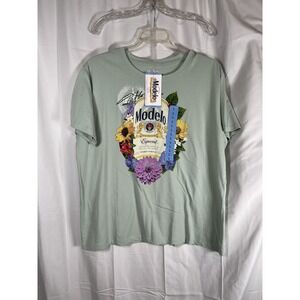 NWT Modelo Beer T-shirt Women's Brew Mexican Lager Logo Size Large‎ Mint Green